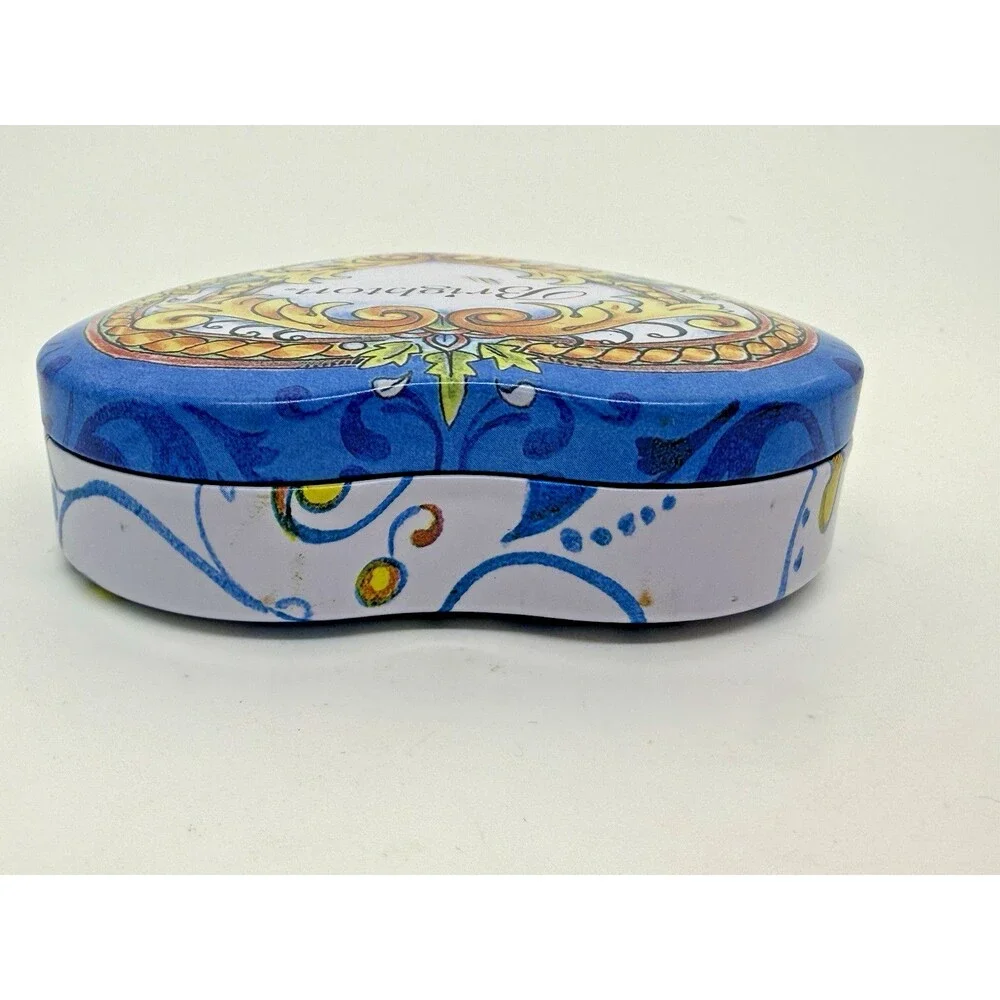 Brighton Heart Floral Tin Trinket‎ Box Jewelry Holder Decorative Hinged Lid Gift